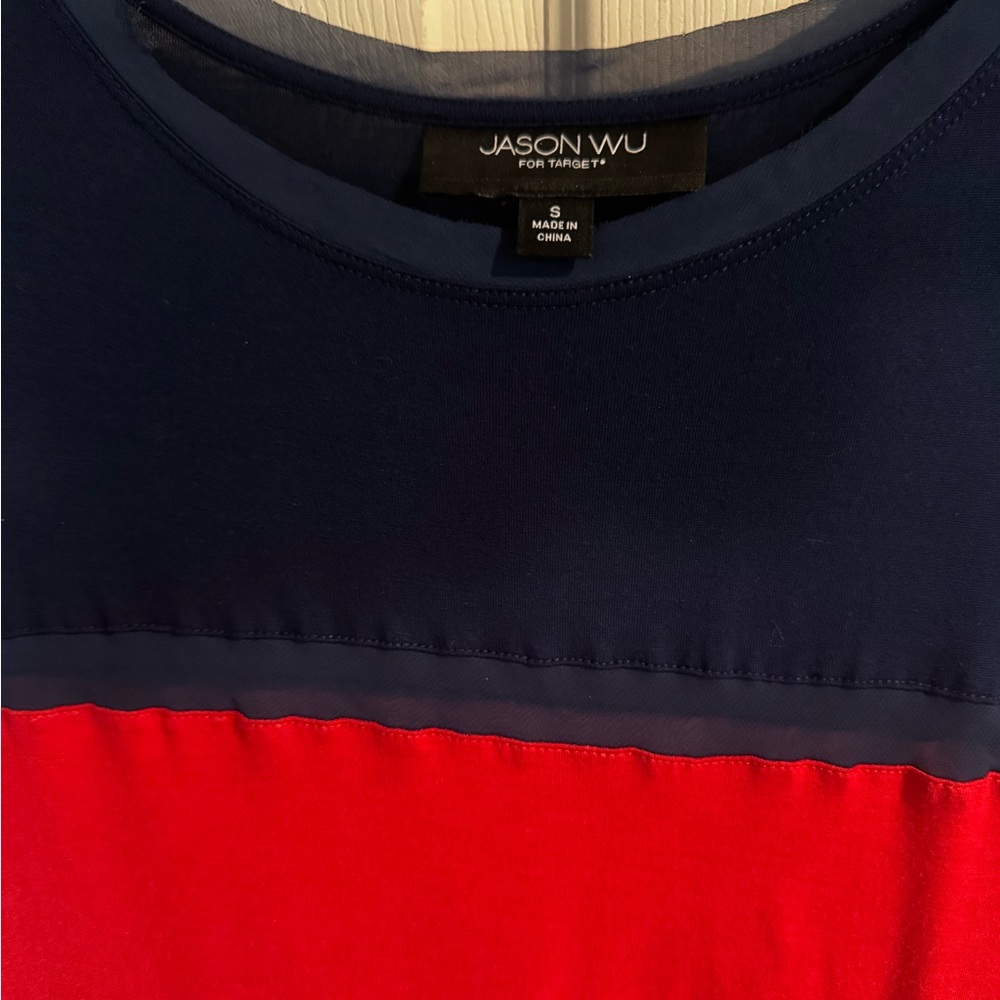 Jason Wu Red and Navy Shift Dress Small - Picture 4 of 7